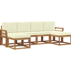 vidaXL Conjunto de sofás de exterior con cojín 6 pcs Natural y crema New