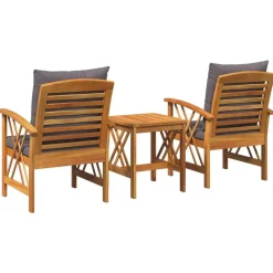 vidaXL Conjunto de sofás de jardín con cojín 3 pcs Aceite Natural Gris oscuro Online