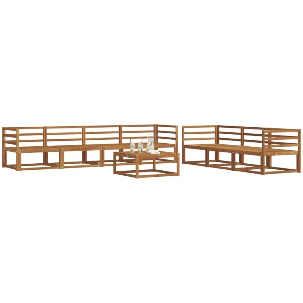 vidaXL Conjunto de sofás de exterior 8 pcs Natural New