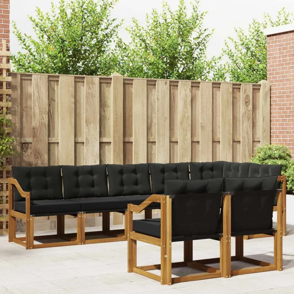 vidaXL Conjuntos De Muebles-Conjunto de sofás de exterior con cojín 8 pcs