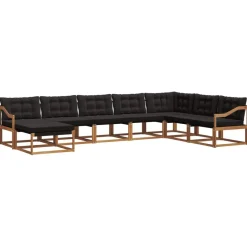 vidaXL Conjunto de sofás de exterior con cojín 24 pcs Natural y negro New