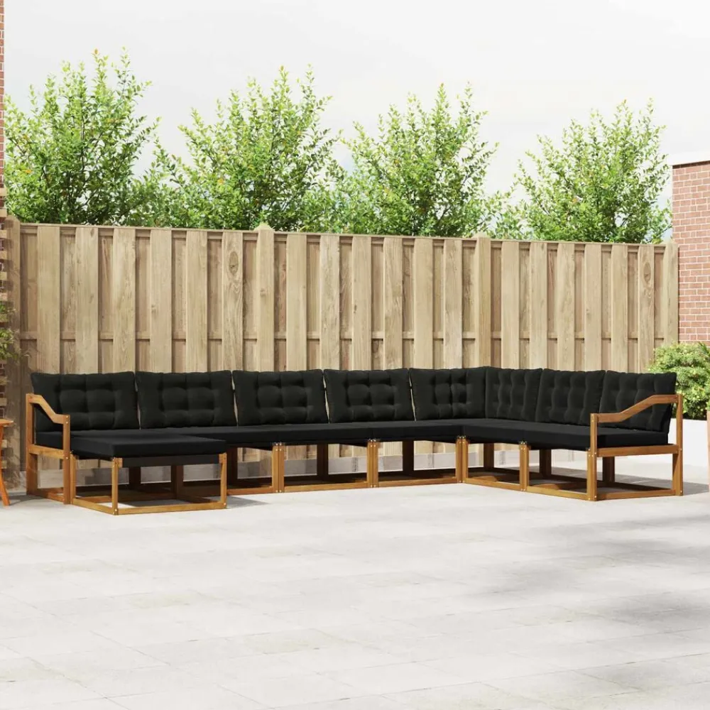 vidaXL Conjunto de sofás de exterior con cojín 24 pcs Natural y negro New