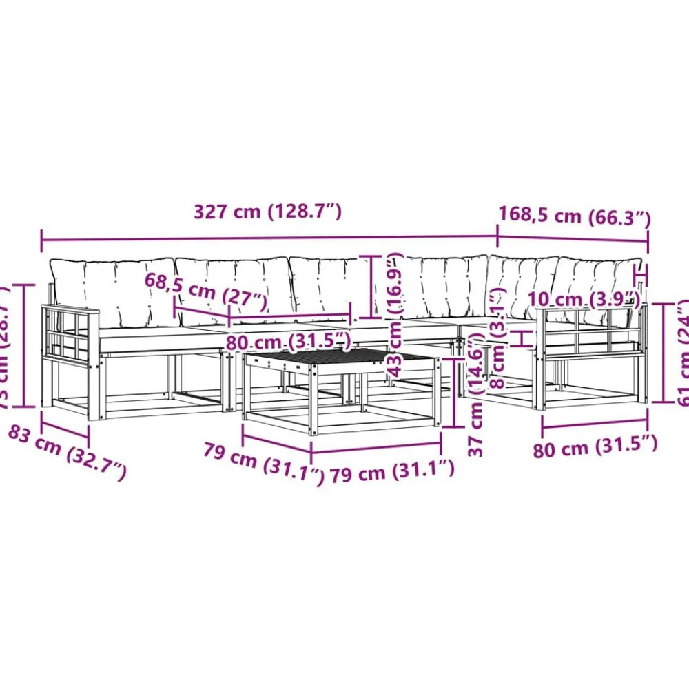 vidaXL Conjuntos De Muebles-Conjunto de sofás de exterior con cojín 6 pcs