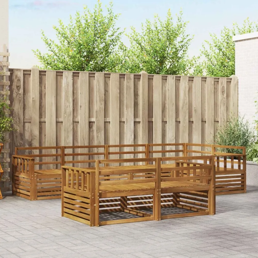 vidaXL Conjunto de sofás de exterior 7 pcs Natural Online