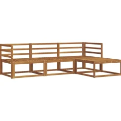 vidaXL Conjunto de sofás de exterior con cojín 4 pcs Natural y beige Discount