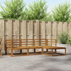 vidaXL Conjunto de sofás de exterior con cojín 4 pcs Natural y beige Discount
