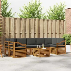 vidaXL Conjunto de sofás de exterior 8 pcs Natural y antracita Clearance