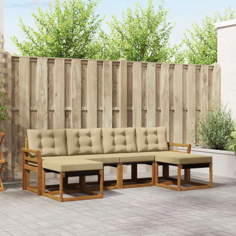 vidaXL Conjuntos De Muebles-Conjunto de sofás de exterior con cojín 6 pcs