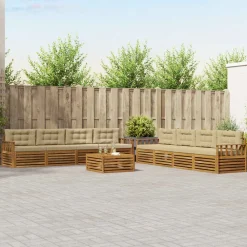 vidaXL Conjuntos De Muebles-Conjunto de sofás de exterior con cojín 9 pcs
