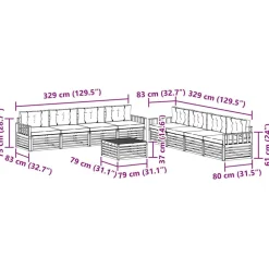 vidaXL Conjuntos De Muebles-Conjunto de sofás de exterior con cojín 9 pcs