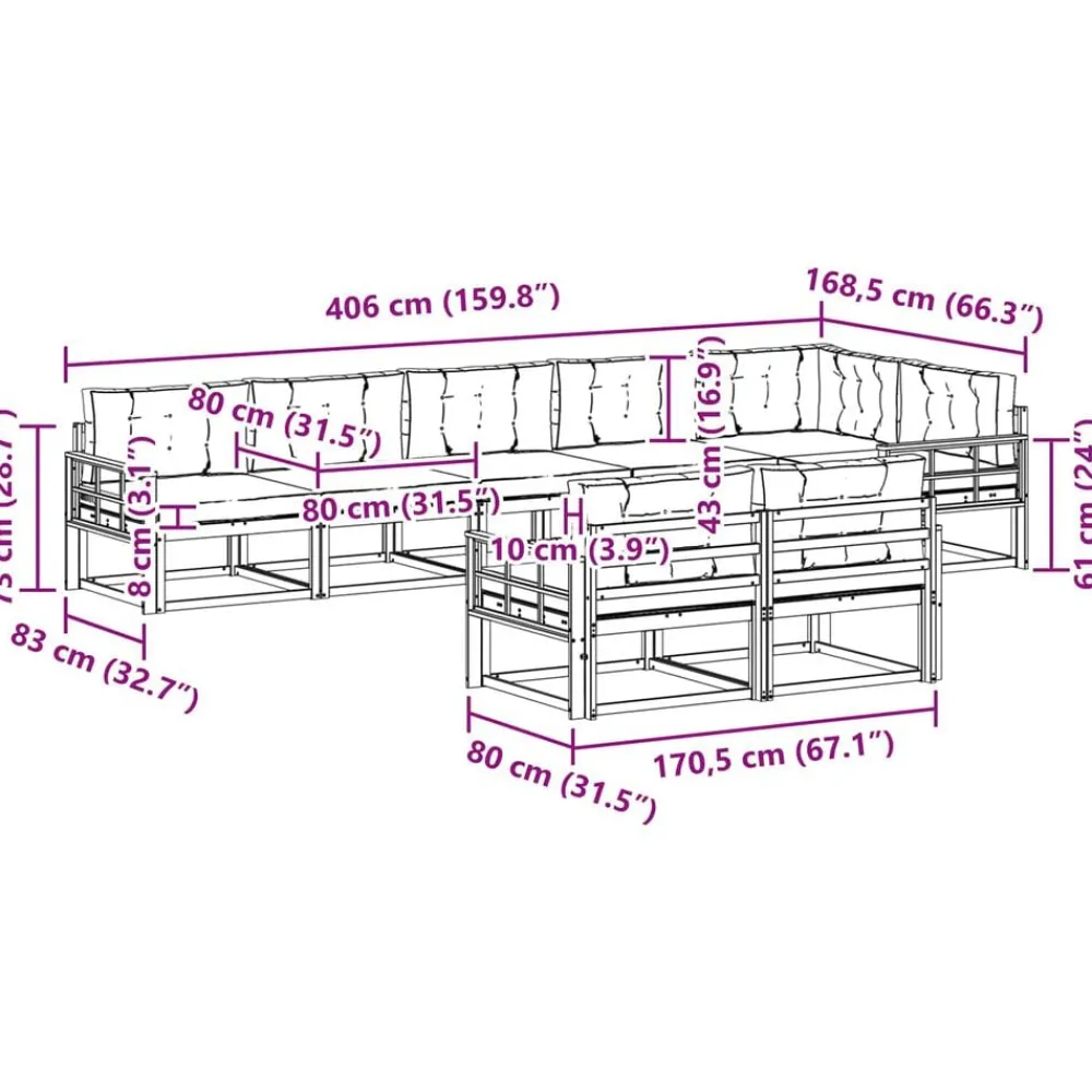 vidaXL Conjuntos De Muebles-Conjunto de sofás de exterior 8 pcs