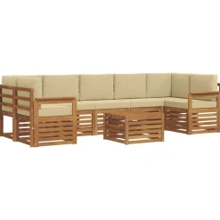 vidaXL Conjunto de sofás de exterior con cojín 8 pcs Natural y beige Best
