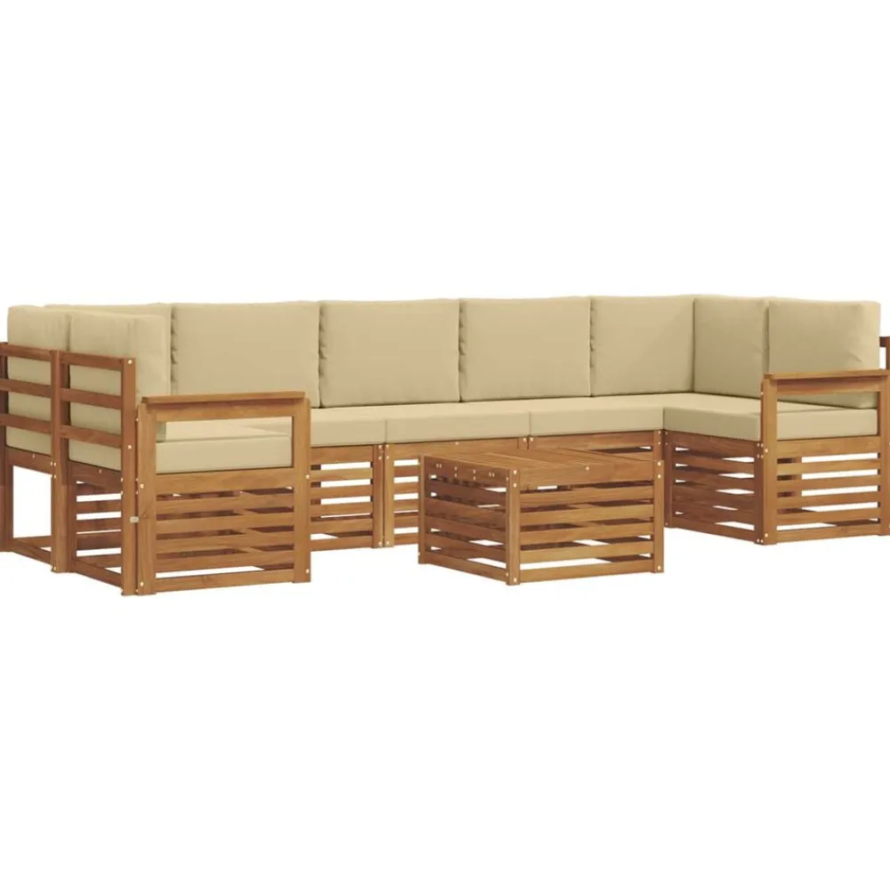 vidaXL Conjunto de sofás de exterior con cojín 8 pcs Natural y beige Best