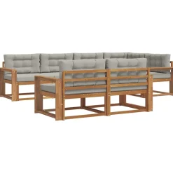 vidaXL Conjunto de sofás de exterior 7 pcs Gris Natural y Claro Gris claro y natural Clearance