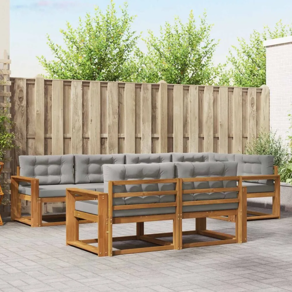 vidaXL Conjunto de sofás de exterior 7 pcs Gris Natural y Claro Gris claro y natural Clearance
