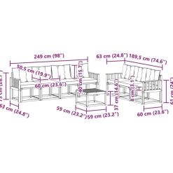 vidaXL Conjunto de sofás de exterior con cojín 8 pcs Natural y negro Best