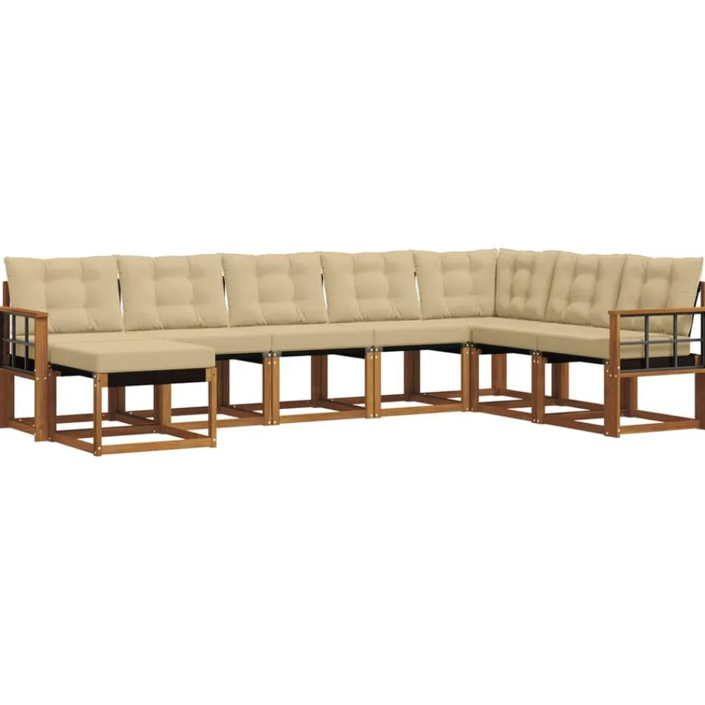 vidaXL Conjunto de sofás de exterior con cojín 8 pcs Natural y beige Best