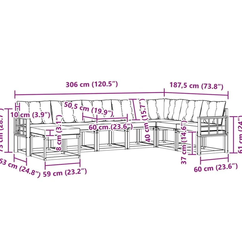 vidaXL Conjunto de sofás de exterior con cojín 8 pcs Natural y beige Best