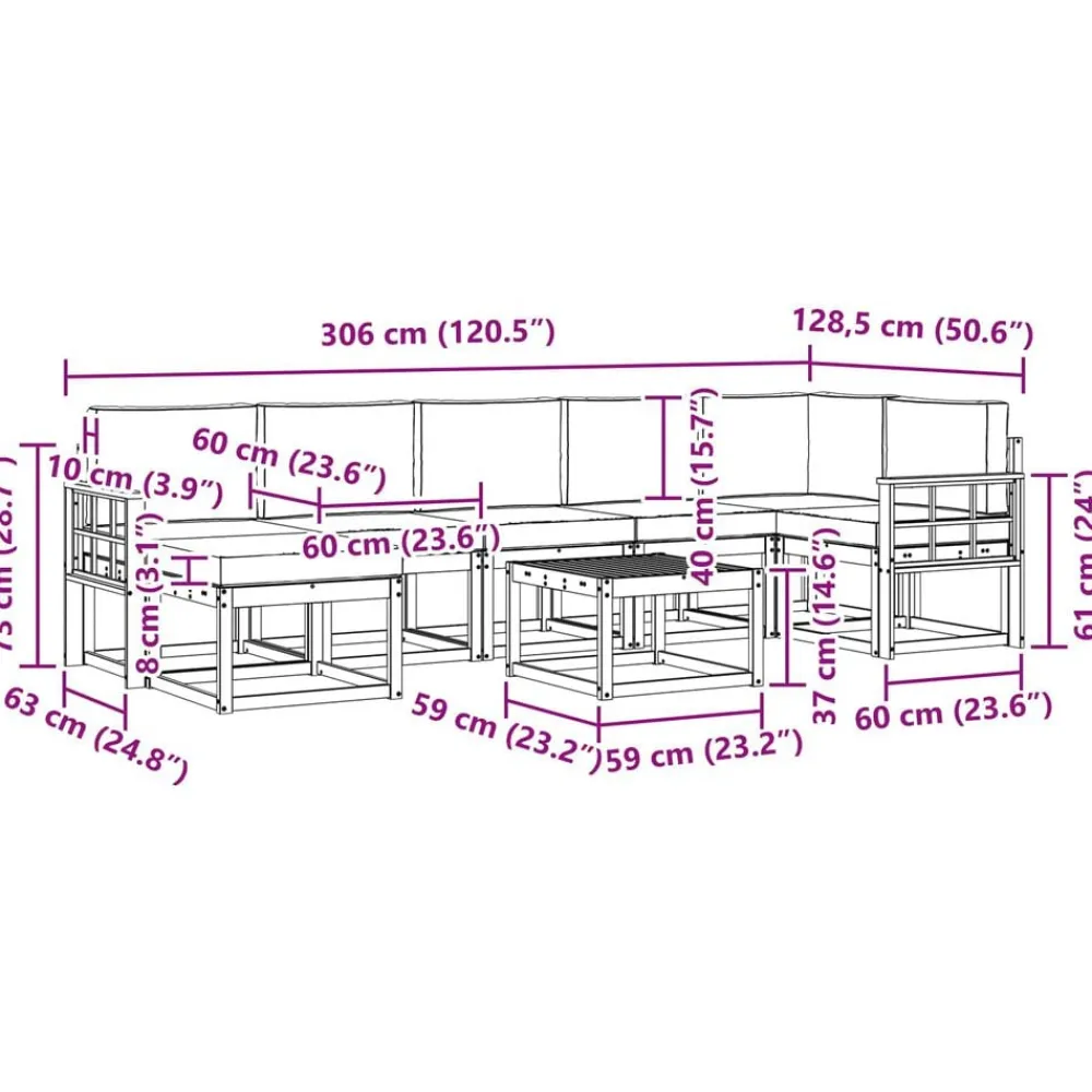 vidaXL Conjuntos De Muebles-Conjunto de sofás de exterior 8 pcs Gris Natural y Claro