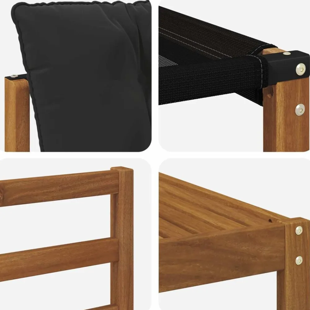 vidaXL Conjunto de sofás de exterior con cojín 11 pcs Natural y negro Outlet