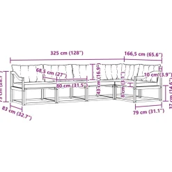 vidaXL Conjunto de sofás de exterior con cojín 5 pcs Natural y crema Clearance
