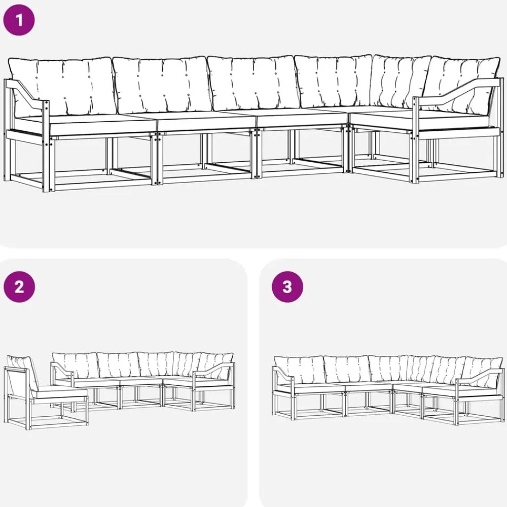 vidaXL Conjunto de sofás de exterior con cojín 5 pcs Natural y crema Clearance