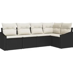 vidaXL Conjunto de sofás de jardín 5 pcs ratán sintético Negro y Online