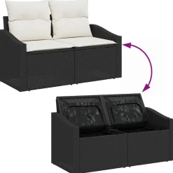 vidaXL Conjunto de sofás de jardín 5 pcs ratán sintético Negro y Online