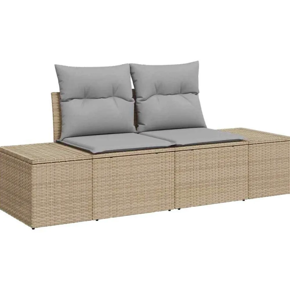 vidaXL Conjunto de sofás de jardín 8 pcs Poliratán beige y gris claro