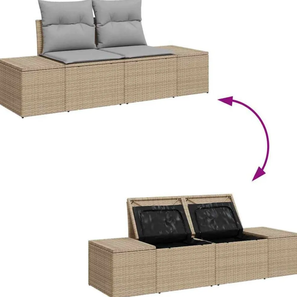 vidaXL Conjunto de sofás de jardín 8 pcs Poliratán beige y gris claro