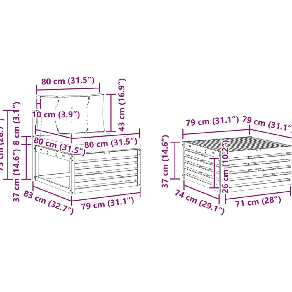vidaXL Conjuntos De Muebles-Conjunto de sofás de exterior 9 pcs