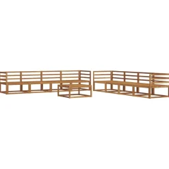 vidaXL Conjunto de sofás de exterior con cojín 9 pcs Natural y beige Discount