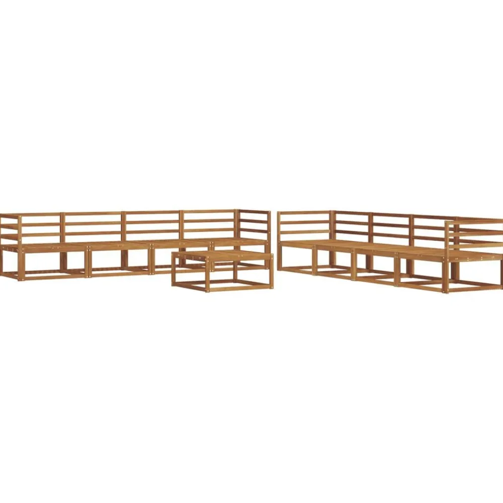 vidaXL Conjunto de sofás de exterior con cojín 9 pcs Natural y beige Discount