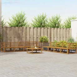 vidaXL Conjunto de sofás de exterior con cojín 9 pcs Natural y beige Discount