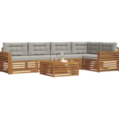 vidaXL Conjuntos De Muebles-Conjunto de sofás de exterior 6 pcs Gris Natural y Claro
