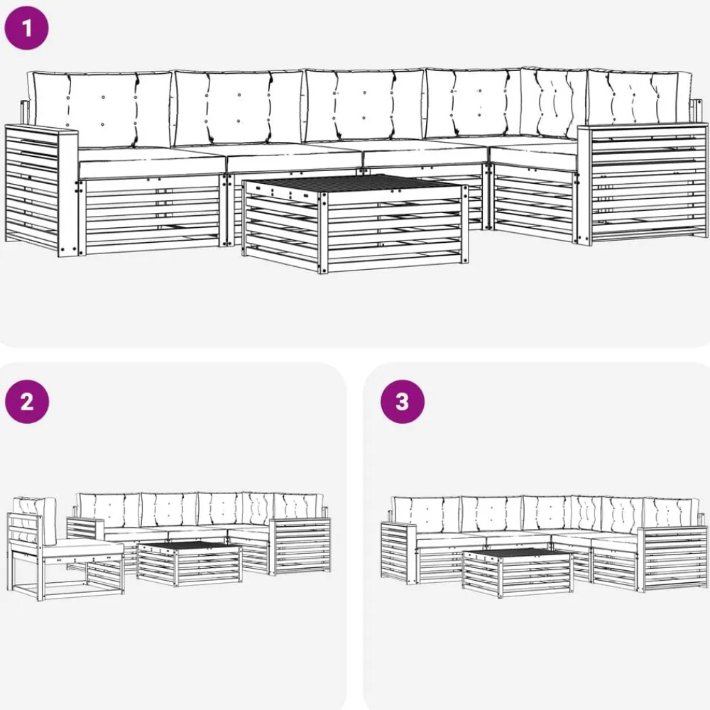 vidaXL Conjuntos De Muebles-Conjunto de sofás de exterior 6 pcs Gris Natural y Claro