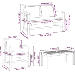 vidaXL Conjunto de sofás de jardín 5 pcs Natural Madera de teca maciza Natural y crema Best