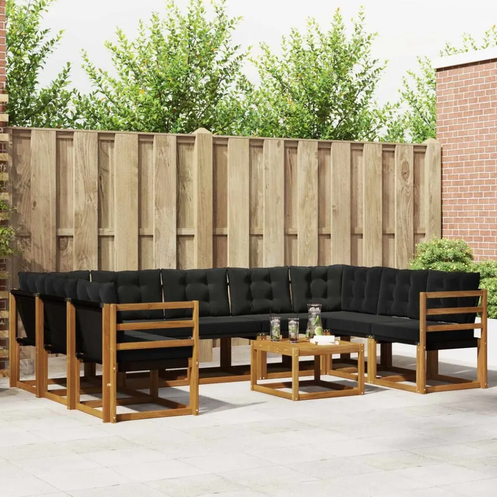 vidaXL Conjuntos De Muebles-Conjunto de sofás de exterior con cojín 10 pcs