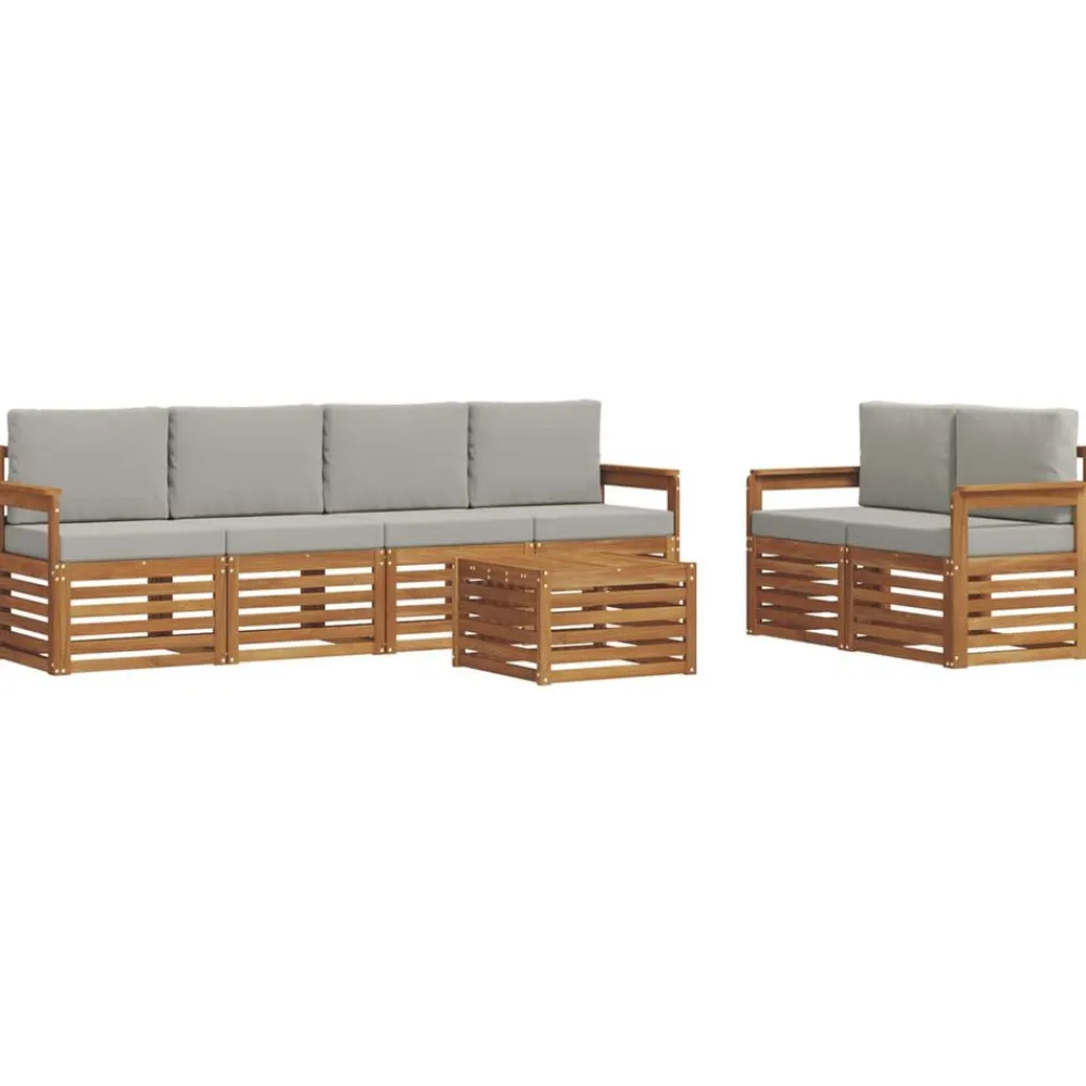 vidaXL Conjuntos De Muebles-Conjunto de sofás de exterior 7 pcs Gris Natural y Claro