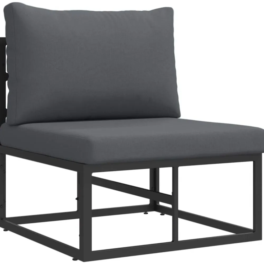 vidaXL Muebles De Jardín-Conjunto de sofás de jardín 13 pcs Negro Metal