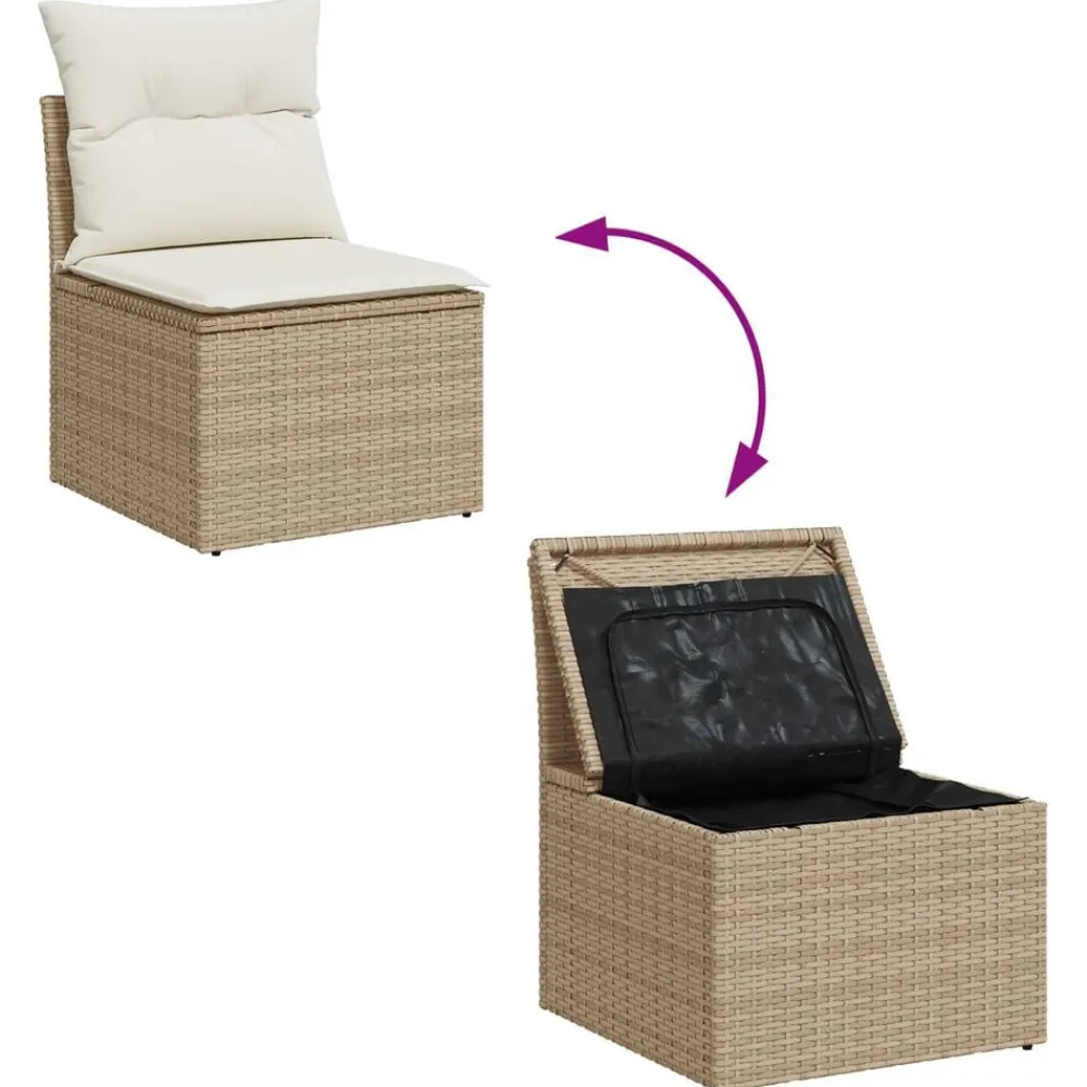 vidaXL Conjunto de sofás de jardín 9 pcs ratán sintético beige y crema Outlet