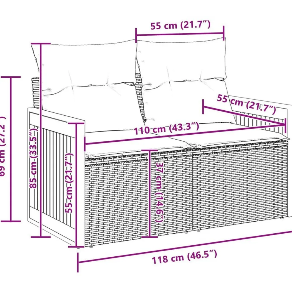 vidaXL Conjunto de sofás de jardín 9 pcs ratán sintético beige y crema Outlet
