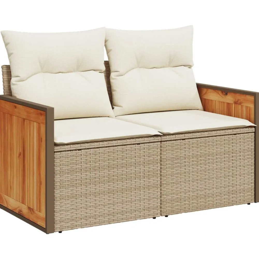 vidaXL Conjunto de sofás de jardín 9 pcs ratán sintético beige y crema Outlet