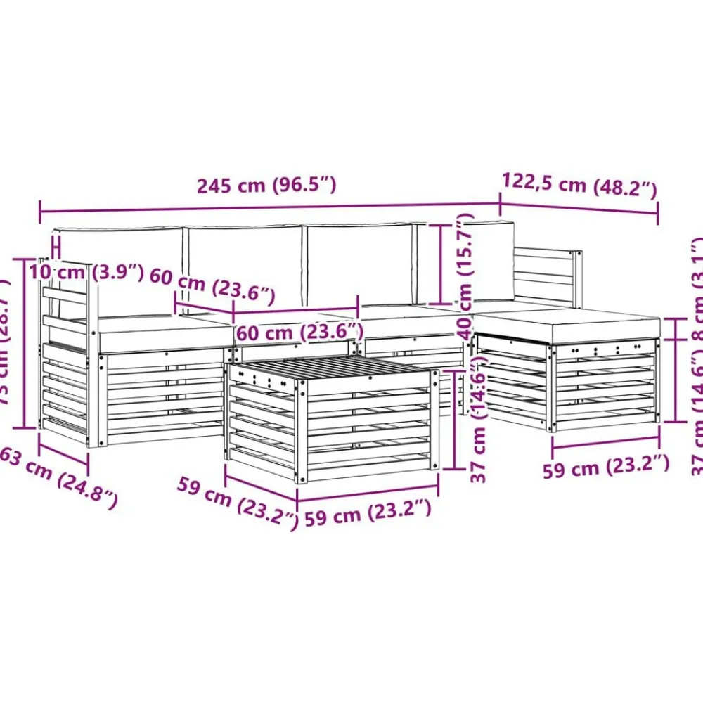 vidaXL Conjuntos De Muebles-Conjunto de sofás de exterior 6 pcs