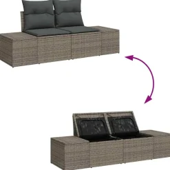 vidaXL Conjunto de sofás de jardín 6 pcs ratán sintético Gris Hot