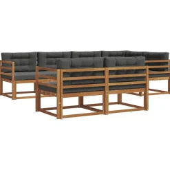 vidaXL Conjunto de sofás de exterior 7 pcs Natural y antracita