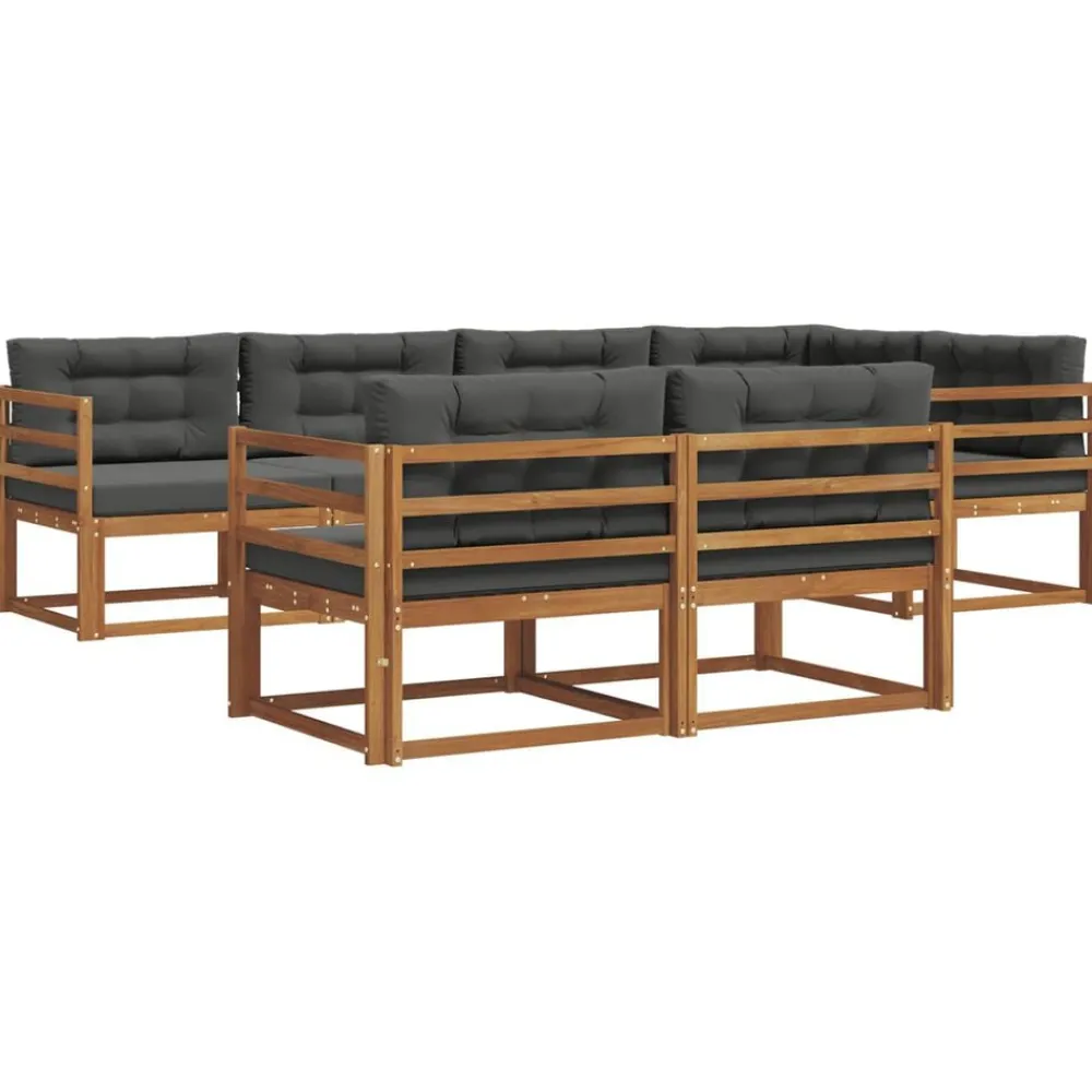 vidaXL Conjunto de sofás de exterior 7 pcs Natural y antracita