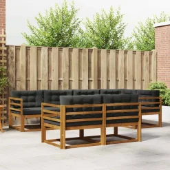 vidaXL Conjunto de sofás de exterior 7 pcs Natural y antracita