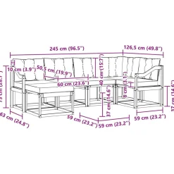 vidaXL Conjunto de sofás de exterior con cojín 7 pcs Natural y beige Outlet