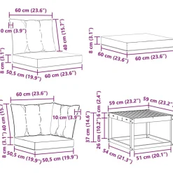 vidaXL Conjunto de sofás de exterior con cojín 7 pcs Natural y beige Outlet